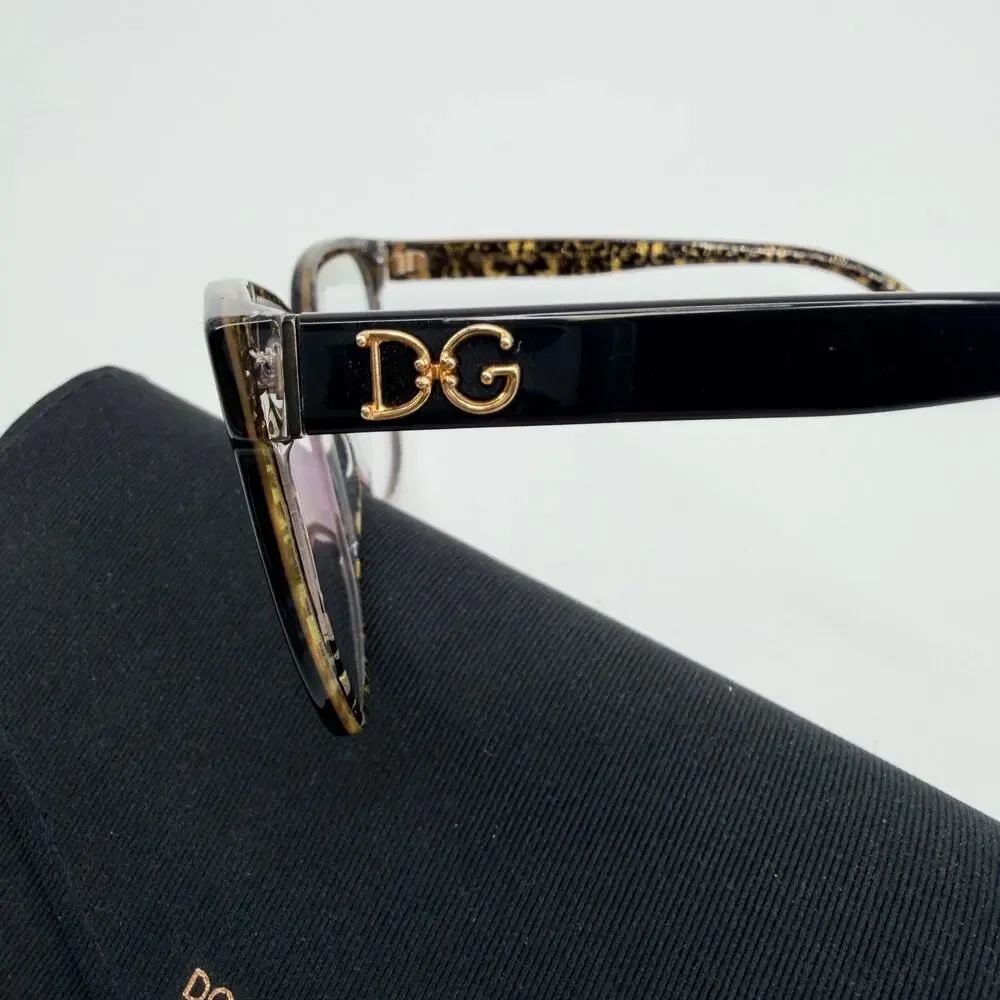 DOLCE & GABBANA DG 3321 3215 Black Damasco Gold Glitter Made in Italy 54-17-140